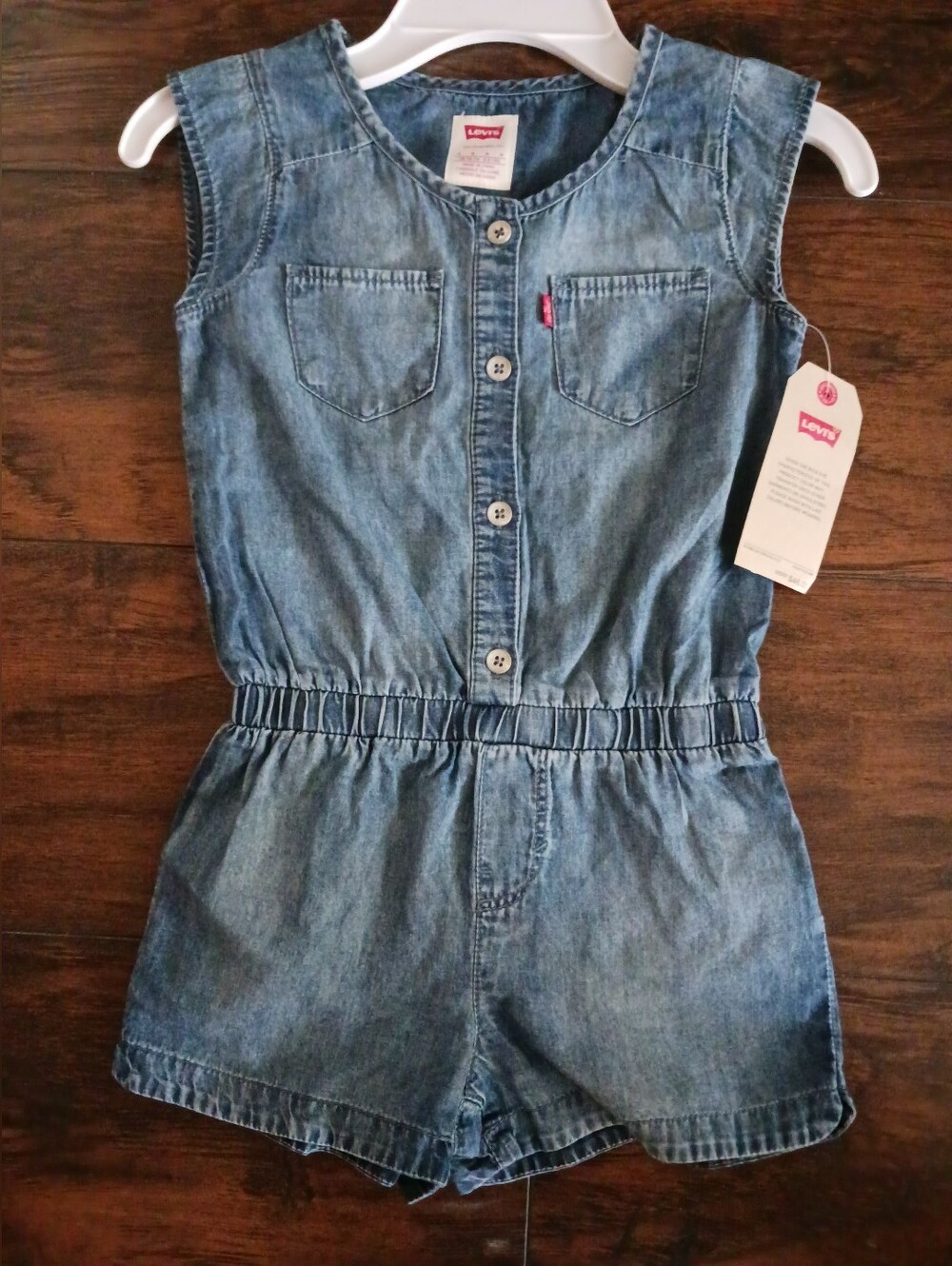 Levi's Girls Denim Button-Front Romper - Light Blue